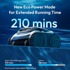 Bubot 700 Pool Cleaner Robot, Robotic Cordless Pool Vacuum w/Superior Suction, 210-Min Runtime Triple Motors, Smart Navigation, APP Control（Silver）