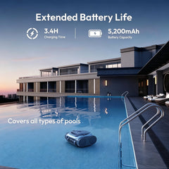 Bubot 700 Pool Cleaner Robot, Robotic Cordless Pool Vacuum w/Superior Suction, 210-Min Runtime Triple Motors, Smart Navigation, APP Control（grey）