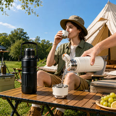 3-in-1 Insulated Water Bottle, 34oz Leakproof Stainless Steel Thermos with Straw & Spout Lid, 316 Stainless Steel Interior, Handle & Adjustable Strap for Work, Gym, Travel & Hot or Cold Drinks