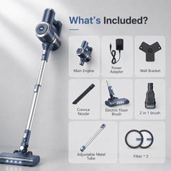 PrettyCare Cordless Stick Vacuum Cleaner, 2600mAh 6-in-1 Lightweight Upright for Carpet Hard Floor Pet Hair W200 Upgraded