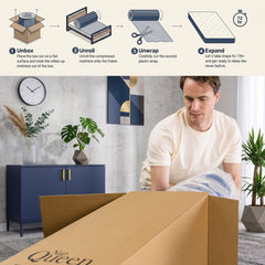 Tryagat 14” Queen Hybrid Mattress in a Box, Medium Firm Queen Size Mattresses, Cooling Gel Memory Foam Mattress with Individually Wrapped Pocket Coils, Pressure Relief