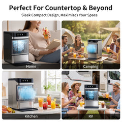 Hicloud Nugget Ice Maker Countertop, Soft Chewable Ice Maker Machine with Water Tank & Ice Scoop, 8-10 Minute First Ice, 44 lbs/24H, Auto-Cleaning, Suitable for Home/Office/Gatherings