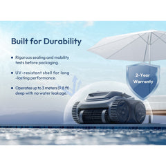 Bubot 700 Pool Cleaner Robot, Robotic Cordless Pool Vacuum w/Superior Suction, 210-Min Runtime Triple Motors, Smart Navigation, APP Control（Silver）