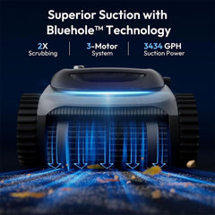Bubot 700 Pool Cleaner Robot, Robotic Cordless Pool Vacuum w/Superior Suction, 210-Min Runtime Triple Motors, Smart Navigation, APP Control（grey）
