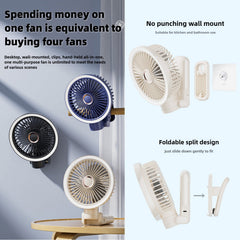 New 9000mAh 4-Speed Oscillating LED Desk Fan,Portable Stroller Fan/Foldable Hanging Clip Fans,Handheld Fans,Personal Rechargeable Small Fan for Home Travel Camping,11inch,Blue