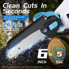 Transmart Cordless Handheld Chainsaw, 21v Small Chainsaw, Electric Chainsaw Electric Chainsaw Rechargeable Battery for Garden and Farm