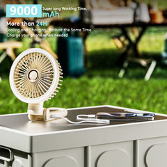 New 9000mAh 4-Speed Oscillating LED Desk Fan,Portable Stroller Fan/Foldable Hanging Clip Fans,Handheld Fans,Personal Rechargeable Small Fan for Home Travel Camping,11inch,Blue