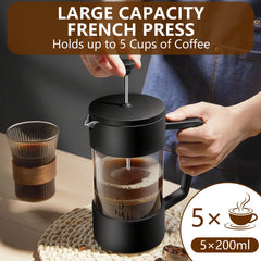 Acarner French Press Coffee Maker 34 oz, Heat Resistant Thick Borosilicate Glass French Presses with 4-Level Filtration, Ice Tea and Coffee Glass Pitcher