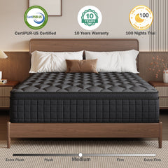 gunugu 10 inch Twin Hybrid Mattress in a Box, Cooling Gel Memory Foam Mattress with Individually Wrapped Pocket Coils, Medium Firm