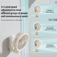 New 9000mAh 4-Speed Oscillating LED Desk Fan,Portable Stroller Fan/Foldable Hanging Clip Fans,Handheld Fans,Personal Rechargeable Small Fan for Home Travel Camping,11inch,Beige
