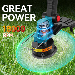 Transmart Cordless Electric Weed Eater, 21V Brushless Grass Trimmer with Battery and Charger, 600W Powerful String Trimmer for Lawn and Garden