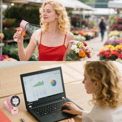 Juyafio Cutting-Edge Tech with 199 Speed Cooling Portable Small Fan&Handheld Fan,Foldable Desktop Fan,4000mAh, USB Rechargeable And Quiet Personal Fan For Home, Office, Travel & Outdoor Use (Pink)