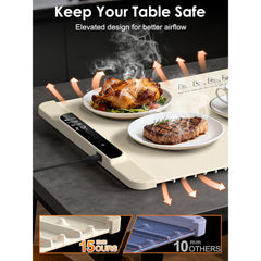 Acarner Warming Mat for Food , Portable Large Food Warmers Trays for Buffets Parties,Full Surface Fast Heating,10 Temperature Setting,Child Lock Safety