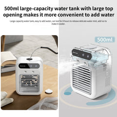 Portable Cooling Fan,USB-C Rechargeable | 25dB Quiet, 3 Speeds & Mist Modes for Home Office Desk, Bedroom, Camping