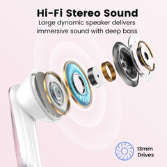 VEAT00L P91 Wireless Earbuds, Bluetooth Headphones V5.4 Stereo Ear buds with Noise Cancelling Mics, 60H Playback Mini Case with Dual LED Display, IP7 Waterproof in-Ear Earphones for Android iOS