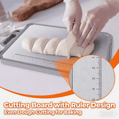 MoonSun 2 in 1 Stainless Steel Cutting Board for Kitchen, 16"x12" Double Sided, 304 Food-Grade for Meat + BPA-Free Wheat Straw for Veggies, Non-Slip Thick Board with Juice Groove, Large Size