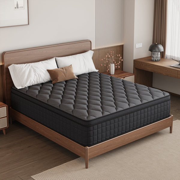 gunugu 14 inch Twin Hybrid Mattress in a Box, Cooling Gel Memory Foam Mattress with Individually Wrapped Pocket Coils, Medium Firm